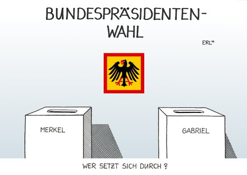 Cartoon: Wer setzt sich durch? (medium) by Erl tagged bundespräsident,wahl,wulff,gauck,schwarz,gelb,rot,grün,lager,merkel,gabriel,macht,bundespräsident,wahl,wahlen,wulff,gauck,schwarz,grün,merkel,gabriel,macht