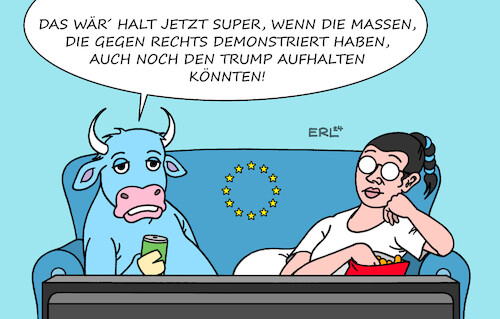 Cartoon: Wie geht es weiter? (medium) by Erl tagged politik,demonstrationen,proteste,gegen,rechtsextremismus,afd,remigration,gefahr,usa,wahlsieg,donald,trump,diktatur,ausstieg,konkurrent,ron,desantis,vorwahlkampf,eu,eigenständigkeit,unvorbereitet,verteidigung,demokratie,ukraine,europa,stier,fernsehen,bier,chips,couch,karikatur,erl,politik,demonstrationen,proteste,gegen,rechtsextremismus,afd,remigration,gefahr,usa,wahlsieg,donald,trump,diktatur,ausstieg,konkurrent,ron,desantis,vorwahlkampf,eu,eigenständigkeit,unvorbereitet,verteidigung,demokratie,ukraine,europa,stier,fernsehen,bier,chips,couch,karikatur,erl