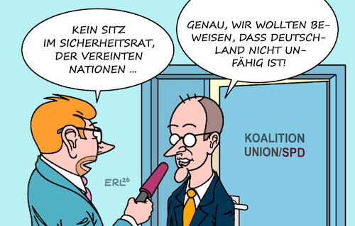 Cartoon: Wir können was (medium) by Erl tagged politik,außenpolitik,un,sicherheitsrat,sitz,portugal,österreich,innenpolitik,koalition,streit,kanzler,merz,unfähigkeit,karikatur,erl,politik,außenpolitik,un,sicherheitsrat,sitz,portugal,österreich,innenpolitik,koalition,streit,kanzler,merz,unfähigkeit,karikatur,erl