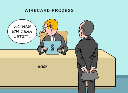 Cartoon: Wirecard-Prozess (medium) by Erl tagged politik,justiz,prozess,wirecard,dax,unternehmen,betrug,kriminalität,veruntreuung,geld,börse,kurse,manipulation,gier,karikatur,erl,politik,justiz,prozess,wirecard,dax,unternehmen,betrug,kriminalität,veruntreuung,geld,börse,kurse,manipulation,gier,karikatur,erl