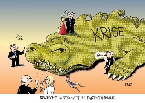 Cartoon: Wirtschaft in Partystimmung (medium) by Erl tagged wirtschaft,stimmung,geschäftsklima,gut,krise,überstanden,party,wirtschaft,stimmung,geschäftsklima,gut,überstanden,party,wirtschaftskrise,finanzkrise,politiker