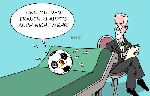 Cartoon: WM-Aus (medium) by Erl tagged politik,sport,fußball,frauen,frauenfußball,weltmeisterschaft,wm,2023,australien,neuseeland,aus,deutschland,vorrunde,südkorea,2018,2022,männer,psychoanalyse,couch,ball,selbstvertrauen,therapeut,psychtherapie,karikatur,erl,politik,sport,fußball,frauen,frauenfußball,weltmeisterschaft,wm,2023,australien,neuseeland,aus,deutschland,vorrunde,südkorea,2018,2022,männer,psychoanalyse,couch,ball,selbstvertrauen,therapeut,psychtherapie,karikatur,erl