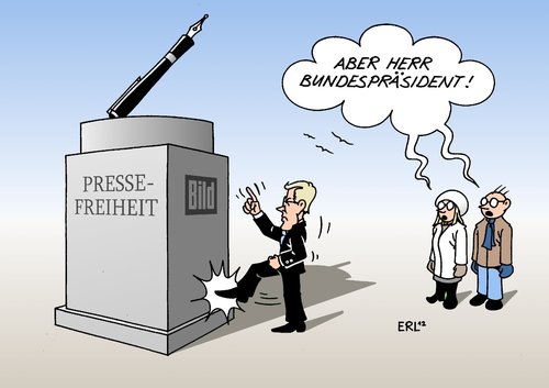 Cartoon: Wulff (medium) by Erl tagged wulff,christian,bundespräsident,bild,zeitung,drohung,anruf,artikel,kredit,privat,haus,bericht,presse,pressefreiheit,fußtritt,christian wulff,zeitung,bild,bundespräsident,drohung,anruf,artikel,kredit,privat,christian,wulff