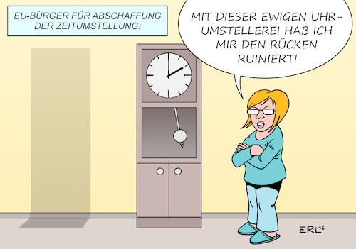 Cartoon: Zeitumstellung (medium) by Erl tagged politik,eu,bürger,abstimmung,online,internet,web,abschaffung,zeitumstellung,sommerzeit,winterzeit,uhr,umstellung,probleme,gesundheit,krankheit,chronobiologie,heben,rücken,uhrzeiger,karikatur,erl,politik,eu,bürger,abstimmung,online,internet,web,abschaffung,zeitumstellung,sommerzeit,winterzeit,uhr,umstellung,probleme,gesundheit,krankheit,chronobiologie,heben,rücken,uhrzeiger,karikatur,erl