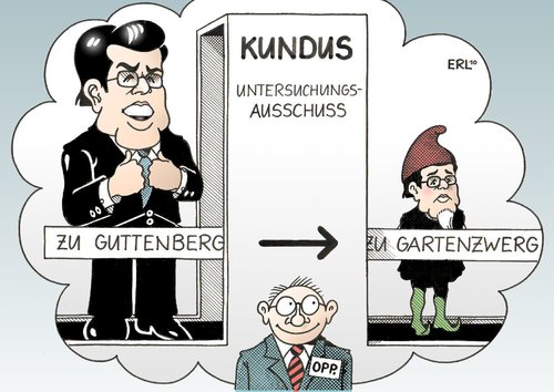 Cartoon: zu Guttenberg (medium) by Erl tagged guttenberg,kundus,untersuchungsausschuss,gartenzwerg,opposition,guttenberg,kundus,untersuchungsausschuss,opposition,gartenzwerg