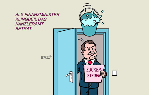 Cartoon: Zuckersteuer (medium) by Erl tagged politik,finanzminister,klingbeil,zuckersteuer,gesetz,entwurf,stopp,kanzleramt,tür,eimer,wasser,karikatur,erl,politik,finanzminister,klingbeil,zuckersteuer,gesetz,entwurf,stopp,kanzleramt,tür,eimer,wasser,karikatur,erl