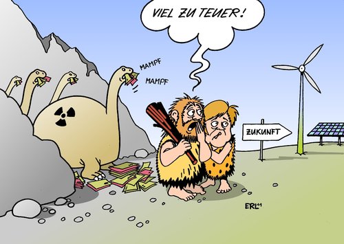 Cartoon: Zukunft zu teuer (medium) by Erl tagged erneuerbar,solarenergie,sonnenenergie,windenergie,zukunft,kosten,bedenken,fdp,csu,cdu,gelb,schwarz,koalition,regierung,energiewende,wende,ausstieg,atomenergie,fressen,geld,dinosaurier,alternativ,regenerativ,atomenergie,ausstieg,wende,energiewende,regierung,koalition,schwarz,gelb,cdu,csu,fdp,kosten,zukunft,windenergie,sonnenenergie,solarenergie,erneuerbar,regenerativ,solar,energie,akw,atomkraft