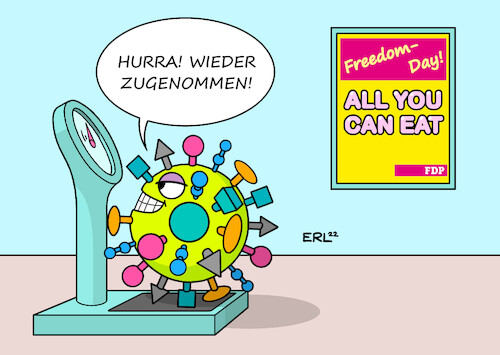 Cartoon: Zunahme (medium) by Erl tagged politik,corona,virus,pandemie,covid19,welle,zunahme,infektionen,fallzahlen,inzidenz,rekord,fdp,beharren,freedom,day,lockerung,öffnung,gewicht,waage,all,you,can,eat,bundesregierung,ampel,karikatur,erl,politik,corona,virus,pandemie,covid19,welle,zunahme,infektionen,fallzahlen,inzidenz,rekord,fdp,beharren,freedom,day,lockerung,öffnung,gewicht,waage,all,you,can,eat,bundesregierung,ampel,karikatur,erl