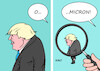 Cartoon: Boris Johnson (small) by Erl tagged politik,großbritannien,gb,uk,corona,virus,covid19,mutation,omikron,omicron,premierminister,boris,johnson,missmanagement,pandemie,brexit,minister,rücktritt,erkenntnis,größe,lupe,karikatur,erl