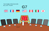 Cartoon: Dinner for Seven (small) by Erl tagged politik,g7,industrienationen,usa,trump,infantil,laune,kleinkind,erwachsene,bespaßung,kinderstuhl,milchflasche,karikatur,erl