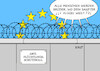 Cartoon: EU Migration (small) by Erl tagged politik,eu,gipfel,migration,schutz,außengrenzen,abschottung,zaun,mauer,stacheldraht,schutzwall,flüchtlinge,geflüchtete,europa,werte,hymne,brüderlichkeit,karikatur,erl