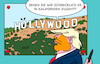 Cartoon: Hollywood (small) by Erl tagged politik,usa,abschiebungen,proteste,trump,nationalgarde,marines,erfindung,notlage,kalifornien,hollywood,hölle,karikatur,erl