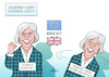 Cartoon: Theresa May (small) by Erl tagged brexit,eu,vereinigtes,königreich,großbritannien,austritt,premierministerin,theresa,may,neuwahlen,stabil,knapp,mehrheit,sieg,niederlage,verhandlungen,mandat,wähler,eiserne,lady,eiern,flagge,karikatur,erl