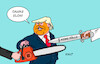 Cartoon: Trump Urteil (small) by Erl tagged politik,usa,trump,urteil,gericht,zölle,rechtswidrig,justiz,schwert,kettensäge,elon,musk,karikatur,erl