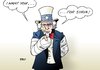 Cartoon: USA Syrien (small) by Erl tagged syrien,bürgerkrieg,diktator,assad,rebellen,giftgas,chemiewaffen,usa,militärschlag,präsident,obama,werbung,kongress,uncle,sam