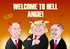 Cartoon: Welcome To Hell (small) by Erl tagged g20,gipfel,industrieländer,schwellenländer,weltpolitik,klimawandel,handel,krieg,nationalismus,abschottung,klimaleugner,rechtspopulismus,usa,präsident,donald,trump,unberechenbarkeit,türkei,erdogan,präsidialsystem,verhaftungen,russland,putin,annexion,krim,ostukraine,blockade,bundeskanzlerin,angela,merkel,karikatur,erl