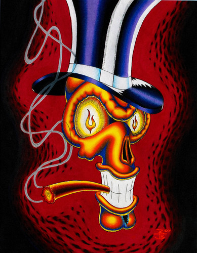 Cartoon: Mr. Sinister (medium) by robjoeball tagged skull,evil,grin,cigar,tophat,death,dead