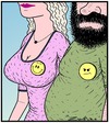 Cartoon: A not-so-happy Smiley Face (small) by Tony Zuvela tagged smiley,face,not,so,happy,chest,large,breasted,woman,envy,badge,smile,good,looking,ugly,novelty,gift
