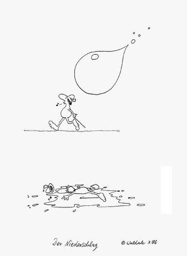 Cartoon: Der Niederschlag (medium) by waldah tagged regen,niederschlag,wortspiel