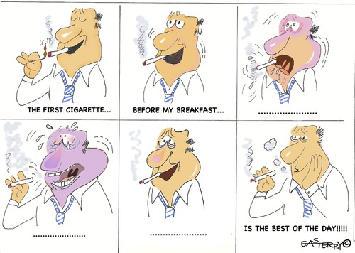 Cartoon: First Ciggie (medium) by EASTERBY tagged smoking,health