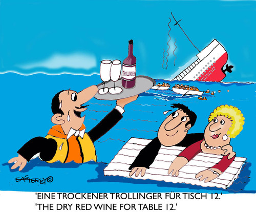 Cartoon: In veritas vino 2 (medium) by EASTERBY tagged wine,cruise,shipwrecks