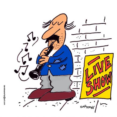 Cartoon: LIVE SHOW (medium) by EASTERBY tagged musician,beggar