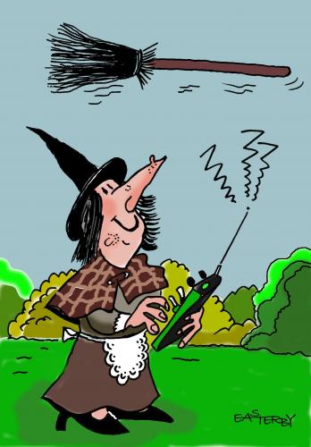 Cartoon: Remote witchcraft (medium) by EASTERBY tagged witches,technic,