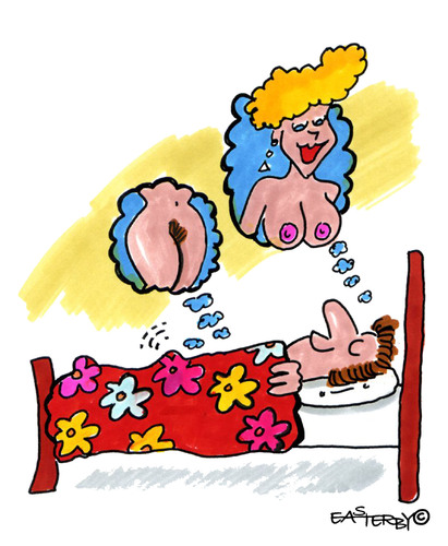 Cartoon: SWEET DREAMS (medium) by EASTERBY tagged dreams,lovely,women,sex,männer,traum,träumen,fantasie,mann,frau