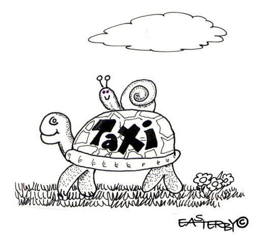 Cartoon: Taxi Tortoise (medium) by EASTERBY tagged tortoises,snails,transport
