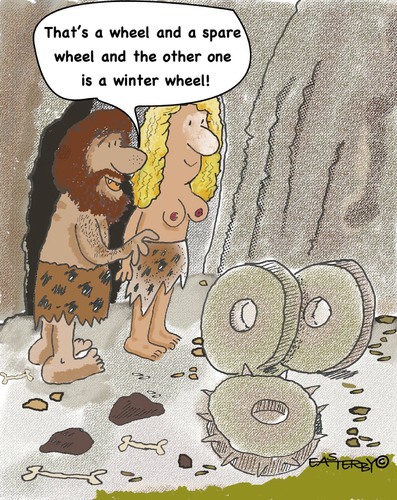 Cartoon: WHEELS Eng (medium) by EASTERBY tagged inventions,stoneage