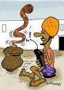 Cartoon: SNAKE ON REMOTE (small) by EASTERBY tagged snakecharmer,india,
