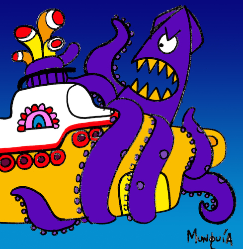 Cartoon: Biq Squid (medium) by Munguia tagged yellow,submarine,the,beatles,cover,album,parodies,parody,music