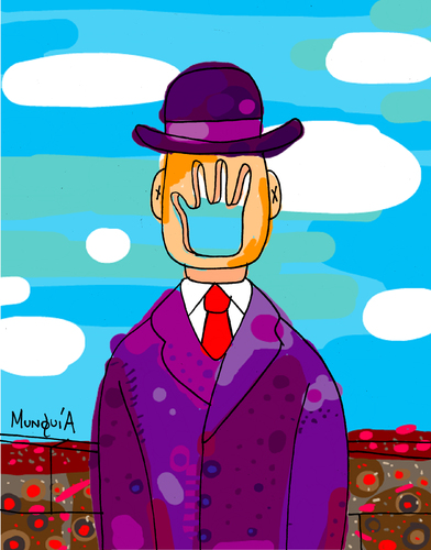 Cartoon: FacePalm (medium) by Munguia tagged man,calcamunguias,munguia,cartoon,world,the,of,son,rene,magritte,face,facepalm