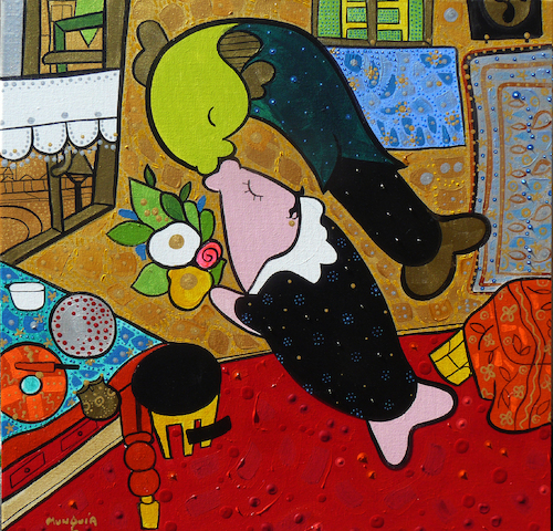 Cartoon: Piscis (medium) by Munguia tagged birthday,marc,chagall,famous,paintings,parodies,parody,spoof,version,funny,cartoon,fish,fishy,kiss,love