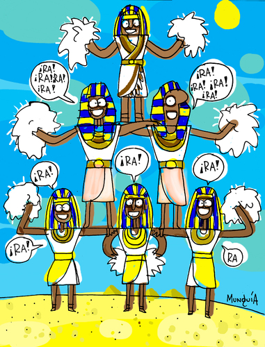 Cartoon: Ra Ra Ra (medium) by Munguia tagged god,rah,ra,egipto,egypt,pyramid,leader,cheer