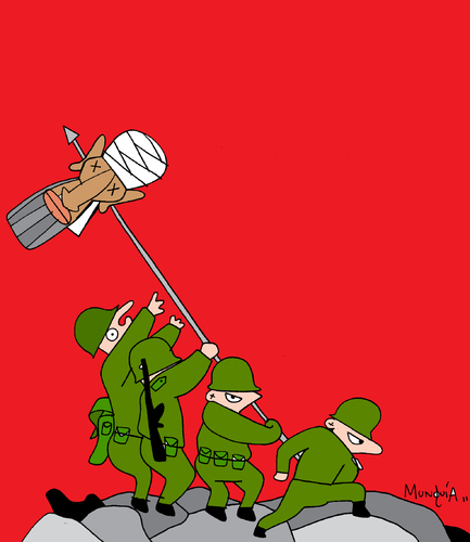 Cartoon: Rise of the revenge (medium) by Munguia tagged iwo,jima,bin,laden,death,war,eua,usa,head,kill,terrorism,raise,of,the,flag,al,qaeda