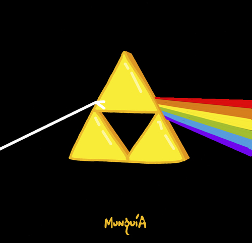 Cartoon: The dark side of the Triforce (medium) by Munguia tagged triforce,link,zelda,pink,floyd,nintendo,album,cover,parody,parodies,the