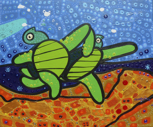 Cartoon: Turtles on the beach (medium) by Munguia tagged turtle,picasso,beach,walk,run,running,dance,dancing,summer,munguia,parodie,famous,paintings,parody