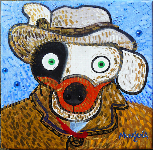Cartoon: Van Dog with gray hat (medium) by Munguia tagged vincent,van,gogh,dog,dawg,gray,hat,parody,spoof,version,famous,paintings,parodies