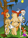 Cartoon: Ages of Wilma (small) by Munguia tagged hans,baldung,ages,of,man,women,men,age,flintstones,horror,parodies,famous,paintings,haloween