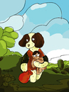 Cartoon: Best Friends (small) by Munguia tagged dog,kid,child,girl,cottage,with,and,pitcher,gainsborough,parody,painting