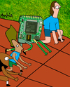 Cartoon: Circuit Racer (small) by Munguia tagged circuit,race,racer,chip,tech,computer,fast
