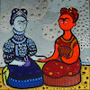 Cartoon: Fria Kahlo y Frida Calor (small) by Munguia tagged cold hot frida kahlo famous paintings parodies red blue