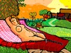 Cartoon: Sleeping bag Venus (small) by Munguia tagged giorgio,barbarelli,da,castelfranco,giorgione,sleeping,venus,famous,nude,parodies,naked,woman,chick,girl