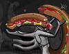 Cartoon: Submarine Sandwich head (small) by Munguia tagged necronom,iv,hr,giger,subway,submarine,sandwich,submarino,alien,horror,famous,parodies,painting,creepy,scary