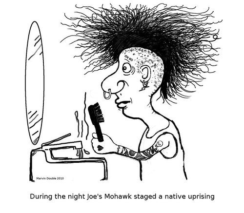 Cartoon: Native uprising (medium) by mdouble tagged hair,fashion,native,mohawk,rebel,radical