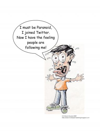 Cartoon: Paranoid about Twitter (medium) by mdouble tagged twitter,paranoid,crazy,social,marketing