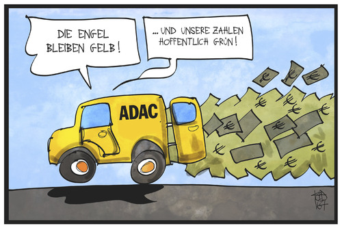 Cartoon: ADAC (medium) by Kostas Koufogiorgos tagged karikatur,koufogiorgos,illustration,cartoon,adac,automobil,club,auto,geld,millionen,verlein,verlust,engel,gelb,karikatur,koufogiorgos,illustration,cartoon,adac,automobil,club,auto,geld,millionen,verlein,verlust,engel,gelb