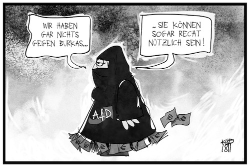 Cartoon: AfD-Parteispenden (medium) by Kostas Koufogiorgos tagged karikatur,koufogiorgos,illustration,cartoon,afd,parteispenden,burka,verstecken,korruption,partei,geld,karikatur,koufogiorgos,illustration,cartoon,afd,parteispenden,burka,verstecken,korruption,partei,geld