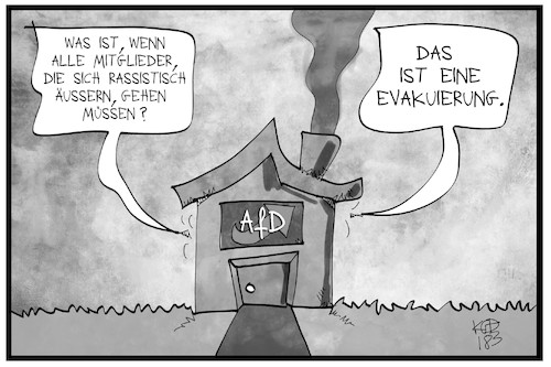 Cartoon: AfD-Schwund (medium) by Kostas Koufogiorgos tagged karikatur,koufogiorgos,illustration,cartoon,afd,poggenburg,rassisten,partei,rechtsextremismus,evakuierung,haus,karikatur,koufogiorgos,illustration,cartoon,afd,poggenburg,rassisten,partei,rechtsextremismus,evakuierung,haus